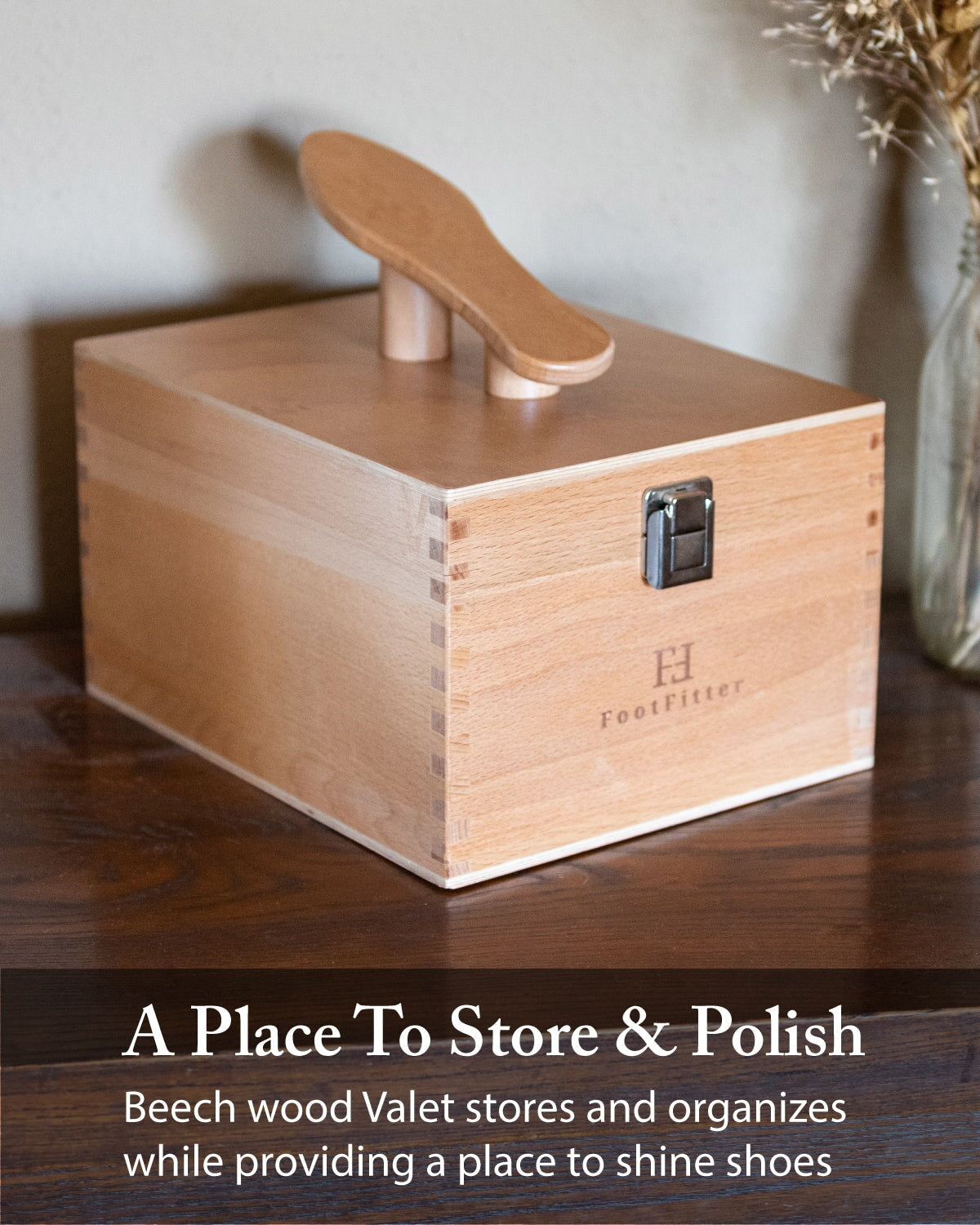 FootFitter Shoe Shine Kit with Beech Wood Valet Box & Shoe Polish Cream FootFitter 
