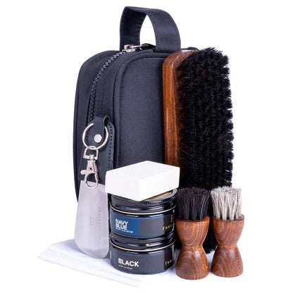FootFitter Travel Shoe Shine Dopp Kit Shoe Shine Kits FootFitter Black/Navy Blue 