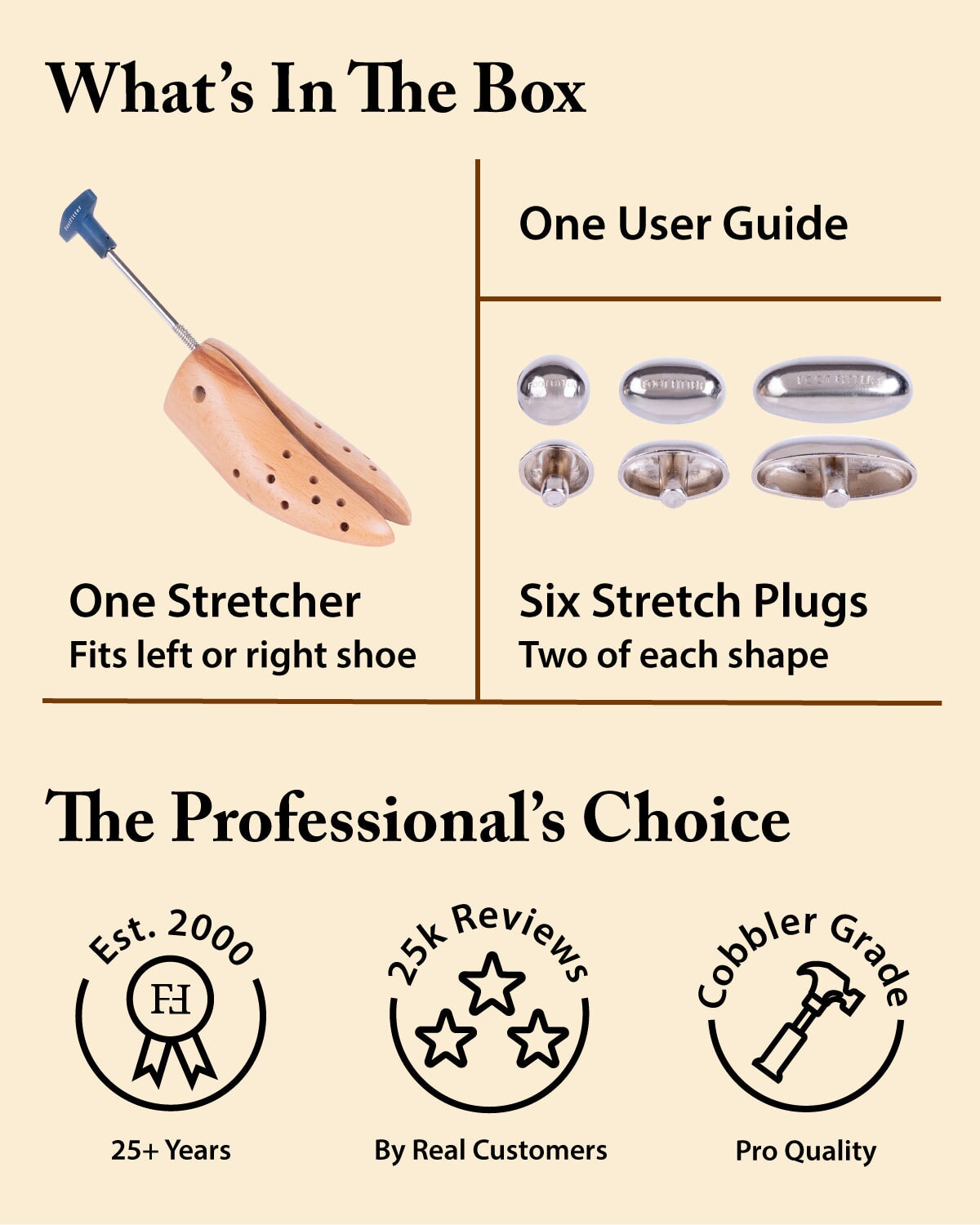 Premium Professional One-Way Single Shoe Stretcher Set - Pair of Shoe Stretchers Shoe Stretcher FootFitter 