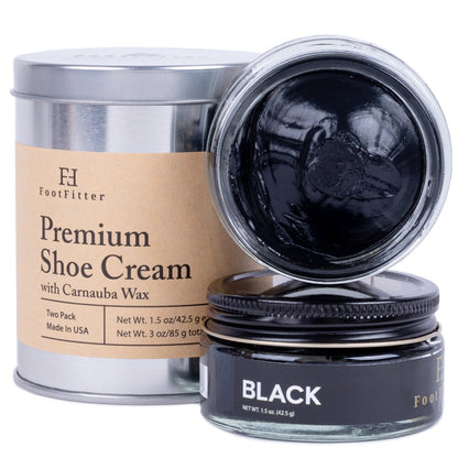 Premium Shoe Cream Polish - 2 Pack Shoe Polishers FootFitter Black 