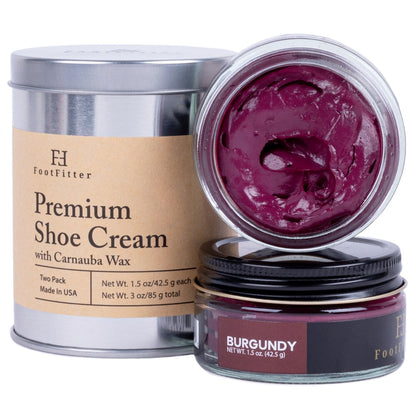 Premium Shoe Cream Polish - 2 Pack Shoe Polishers FootFitter Burgundy 