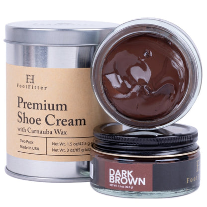Premium Shoe Cream Polish - 2 Pack Shoe Polishers FootFitter Dark Brown 