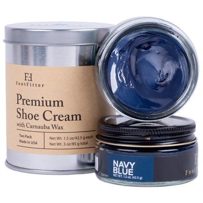 Premium Shoe Cream Polish - 2 Pack Shoe Polishers FootFitter Navy Blue 