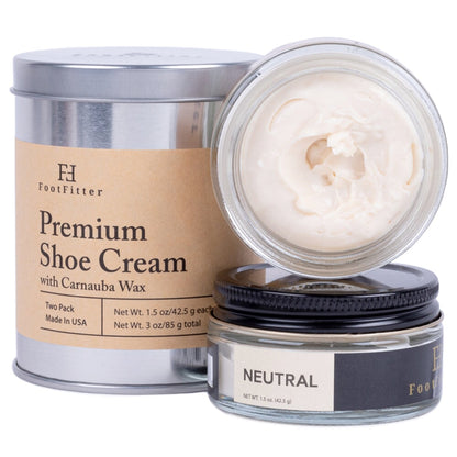 Premium Shoe Cream Polish - 2 Pack Shoe Polishers FootFitter Neutral 