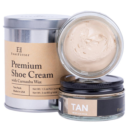 Premium Shoe Cream Polish - 2 Pack Shoe Polishers FootFitter Tan 