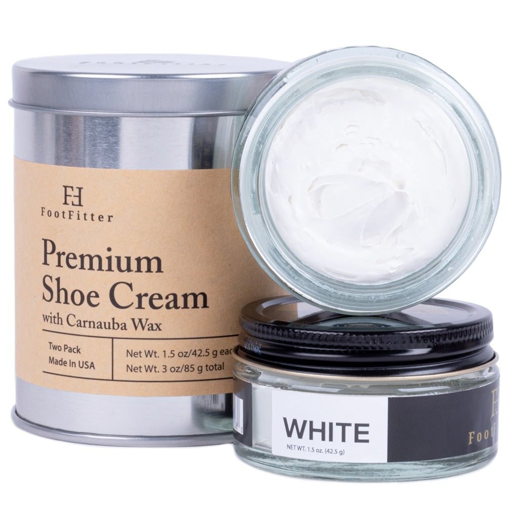 Premium Shoe Cream Polish - 2 Pack Shoe Polishers FootFitter White 