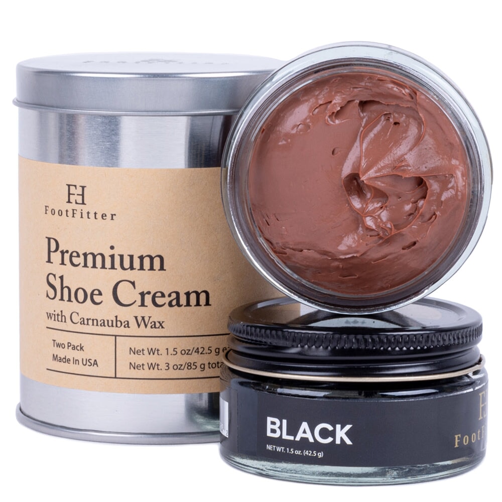 Premium Shoe Cream Polish, Black & Brown - 2 Pack Shoe Polishers FootFitter Black/Medium Brown 