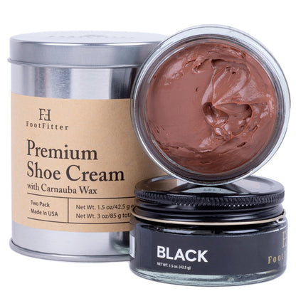 Premium Shoe Cream Polish, Black & Brown - 2 Pack Shoe Polishers FootFitter Black/Medium Brown 