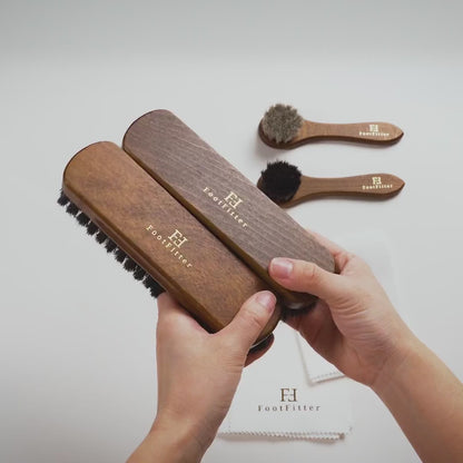 FootFitter Essential Horsehair Shoe Shine Brush Set