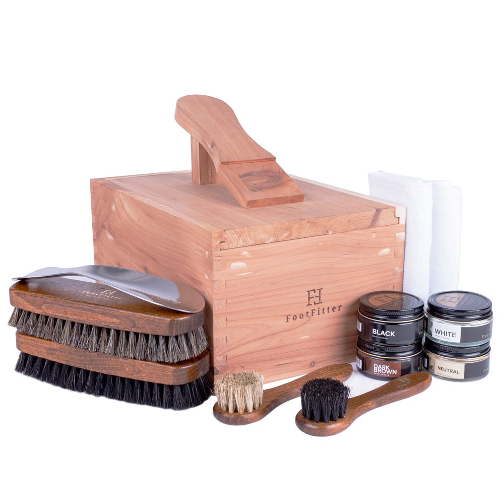Shoe Shine Set & Cedar Wood Box Shoe Shine Kits FootFitter 
