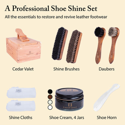 Shoe Shine Set & Cedar Wood Box Shoe Shine Kits FootFitter 