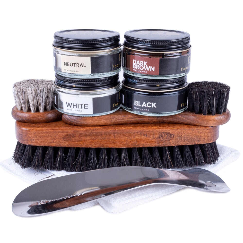 FootFitter Shoe Shine Brush & Polishing Set - Classic or Browns Shoe Shine Kits FootFitter Classic 