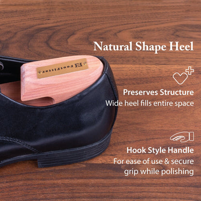 FootFitter Shoe Trees for Men & Women, Wide Heel Split Toe, Aromatic Cedar Boot Tree - DW29