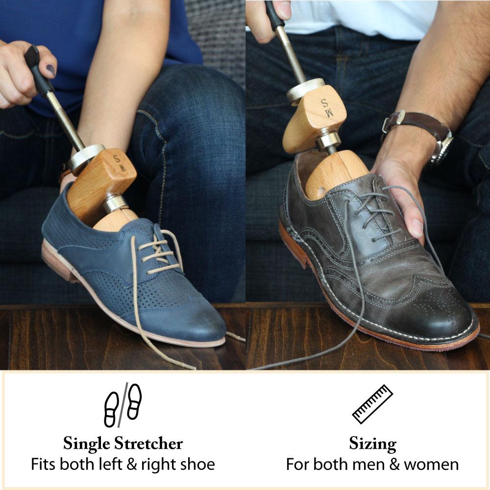 Pair of FootFitter Premium Professional 2-Way Deluxe Shoe Stretchers with Shoe Stretch Spray